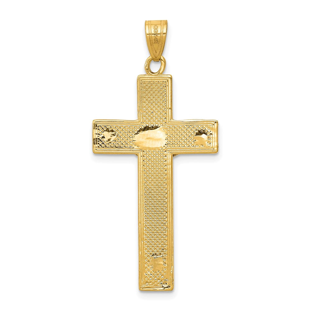 14k Two-tone 19 mm Two-tone Diamond-cut Jesus Crucifix Pendant (2.35 grams)