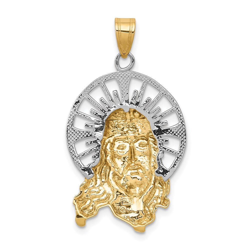 14k Tri-Color 20 mm Tri-color Diamond-cut Christ Charm (2.85 grams)