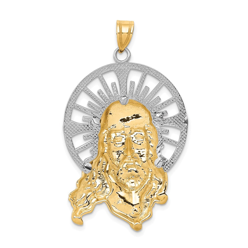 14k Tri-Color 28 mm Tri-color Diamond-cut Christ Pendant (6.51 grams)