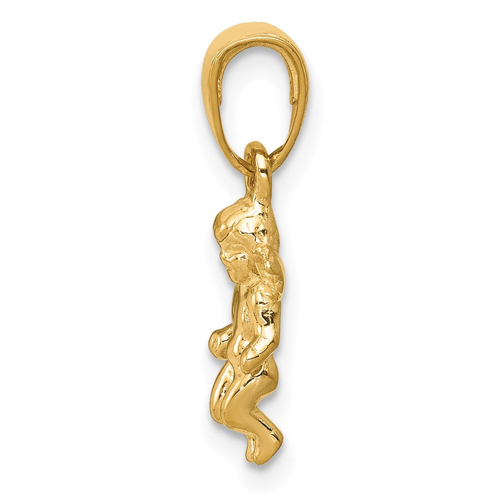 14k Yellow Gold 9 mm 3D Small Guardian Angel Pendant (1 grams)