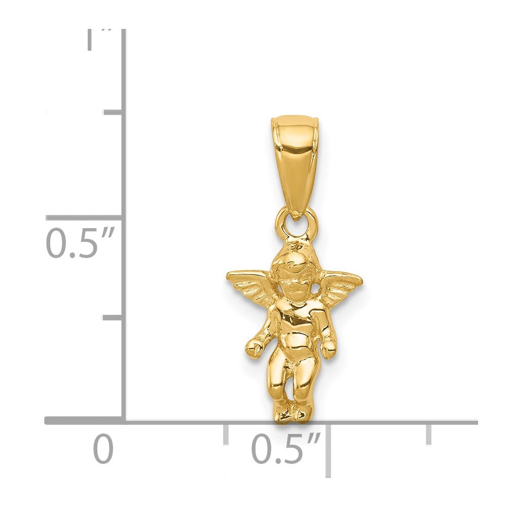 14k Yellow Gold 9 mm 3D Small Guardian Angel Pendant (1 grams)