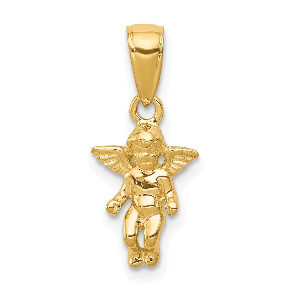 14k Yellow Gold 9 mm 3D Small Guardian Angel Pendant (1 grams)