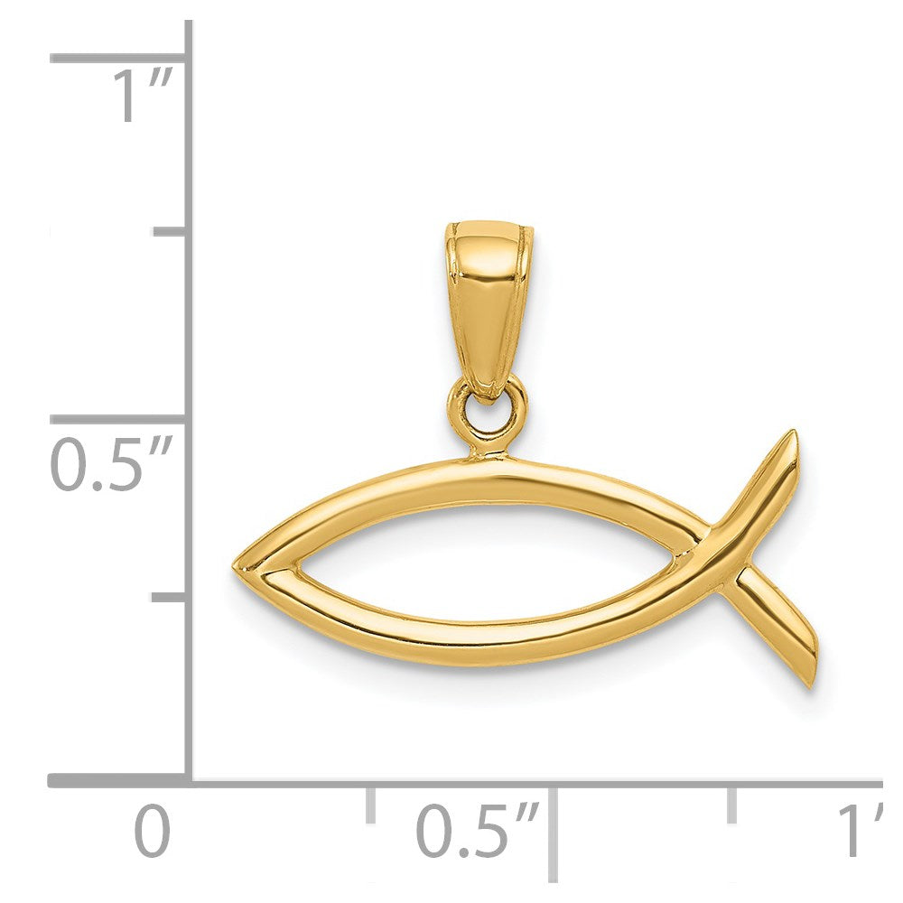 14k Yellow Gold 22 mm Ichthus Fish Pendant (1.08 grams)