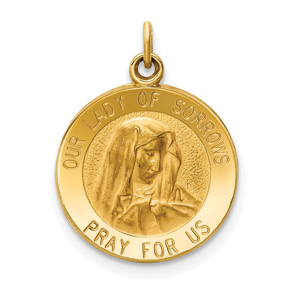 14k Yellow Gold 15 mm Our Lady of Sorrows Medal Charm (1.04 grams)