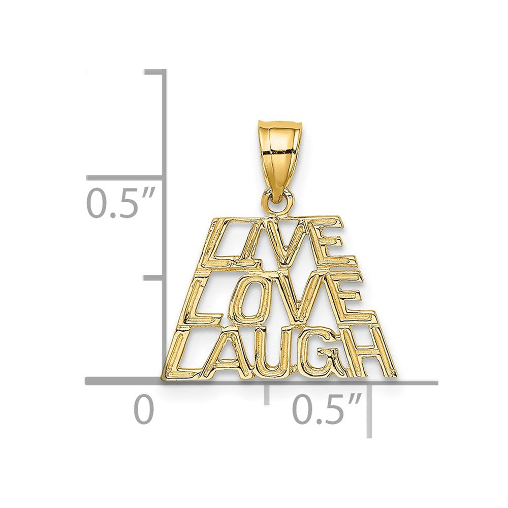 14k Yellow Gold 16.15 mm LIVE LAUGH LOVE Charm (0.75 grams)