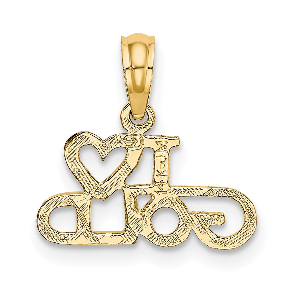14K Polished / Textured I HEART GOLD Charm (0.53 grams)