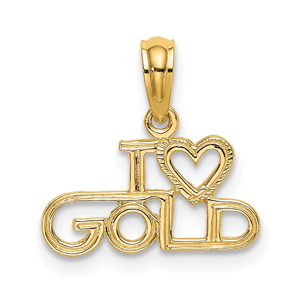 14K Polished / Textured I HEART GOLD Charm (0.53 grams)