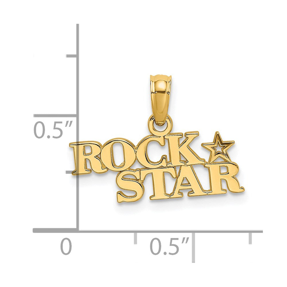 14k Yellow Gold 17.1 mm Polished ROCK STAR Charm (0.66 grams)