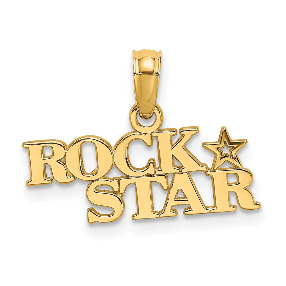 14k Yellow Gold 17.1 mm Polished ROCK STAR Charm (0.66 grams)