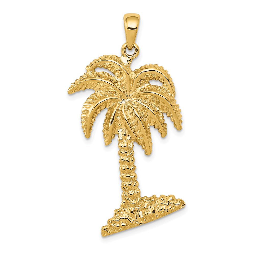 14k Yellow Gold 22 mm Large Palm Tree Pendant (4.17 grams)