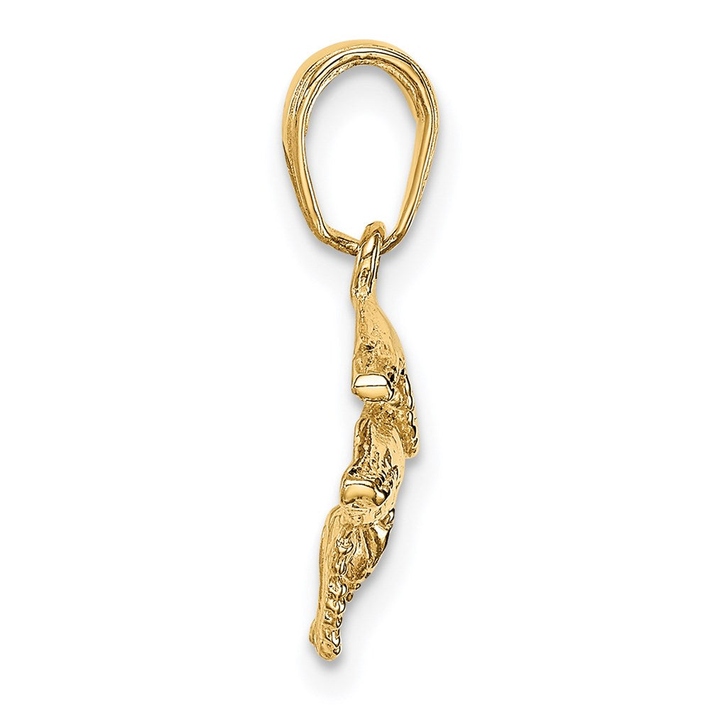 14k Yellow Gold 20 mm Mother and Baby Humpback Whale Pendant (1.38 grams)