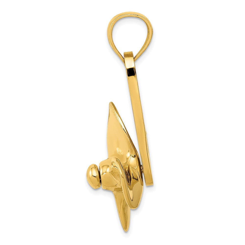 14k Yellow Gold 24 mm Moveable 3 Blade Propeller Pendant (11.16 grams)