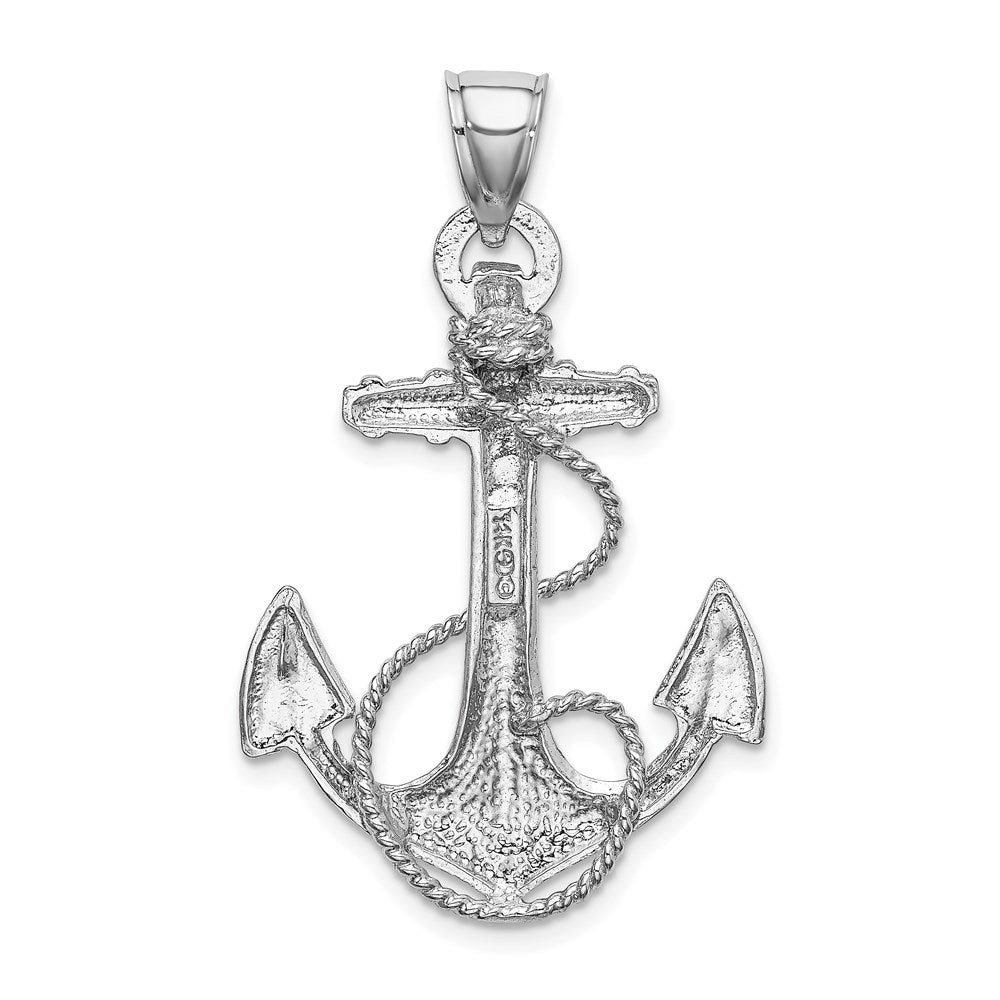 14k White Gold 24.6 mm Anchor with Rope Pendant (3.86 grams)