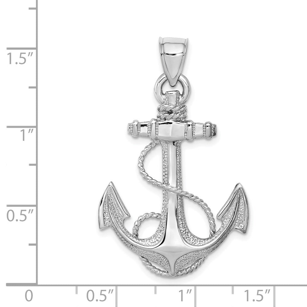 14k White Gold 24.6 mm Anchor with Rope Pendant (3.86 grams)