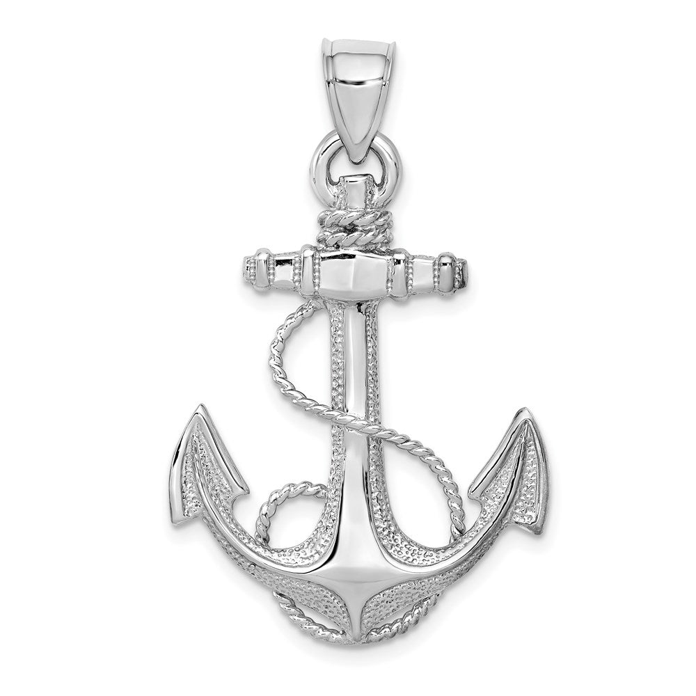 14k White Gold 24.6 mm Anchor with Rope Pendant (3.86 grams)