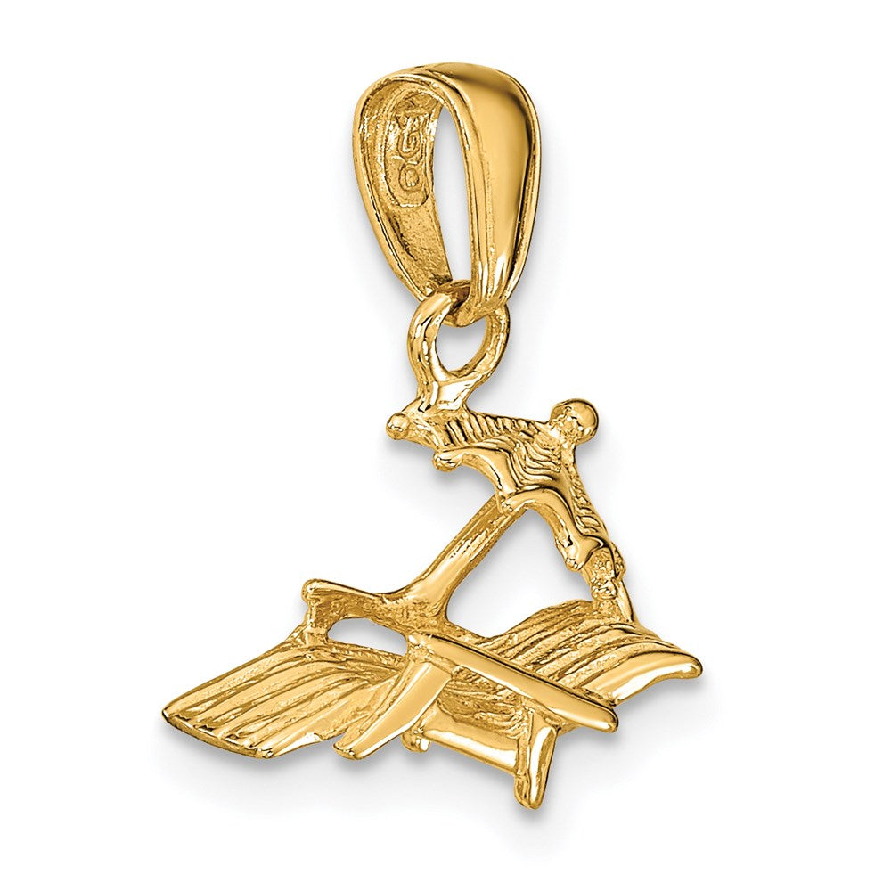 14k Yellow Gold 14 mm 3-D Lounge Beach Chair Pendant (1.44 grams)