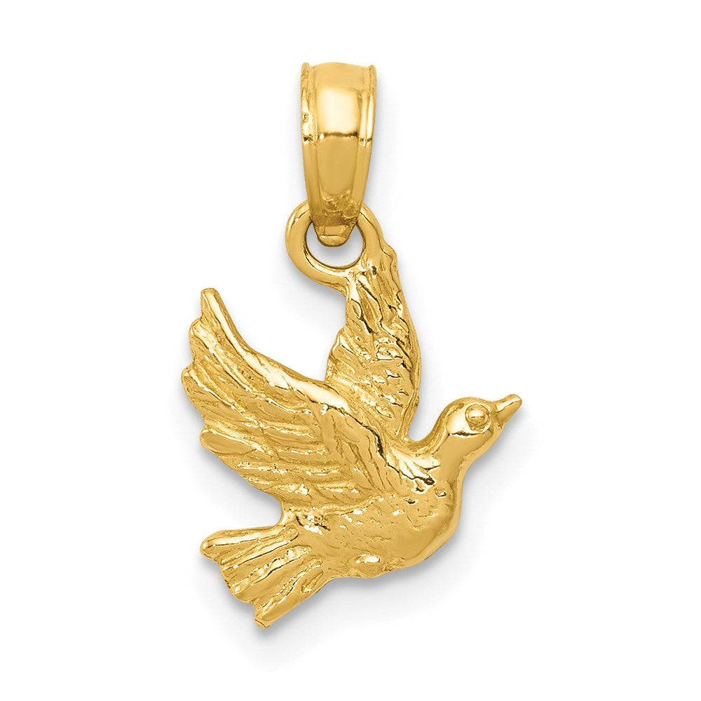 14k Yellow Gold 10 mm Flying Dove Pendant (0.62 grams)