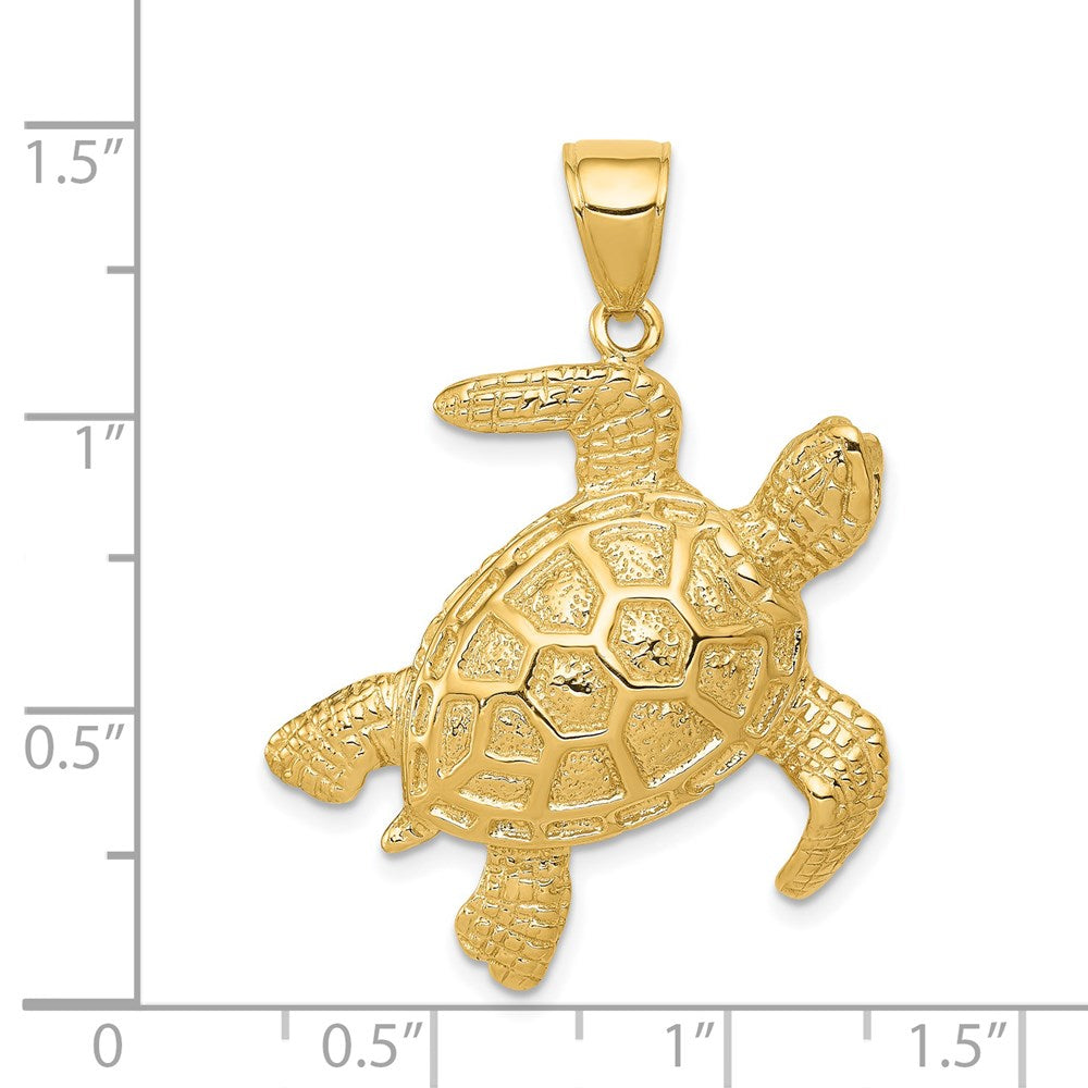 14k Yellow Gold 27 mm Sea Turtle Pendant (8.29 grams)