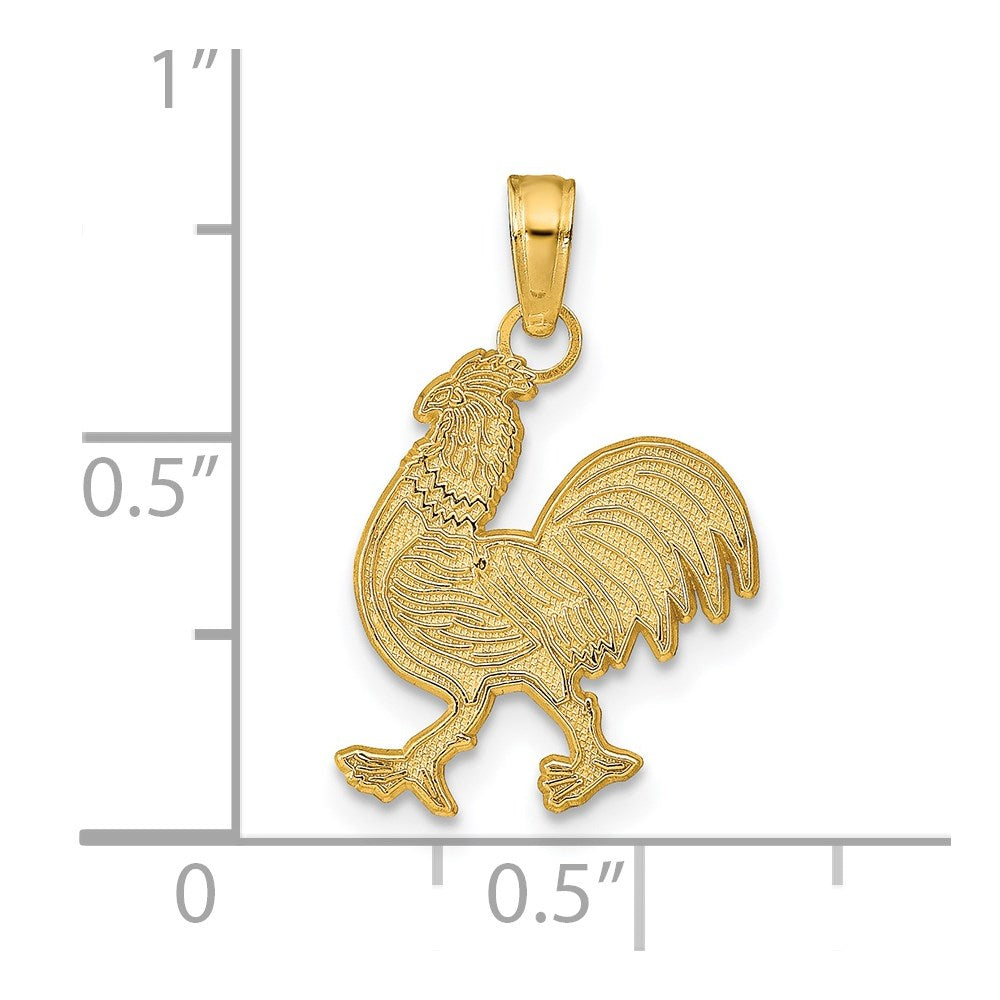 14k Yellow Gold 12.5 mm Rooster Pendant (0.87 grams)