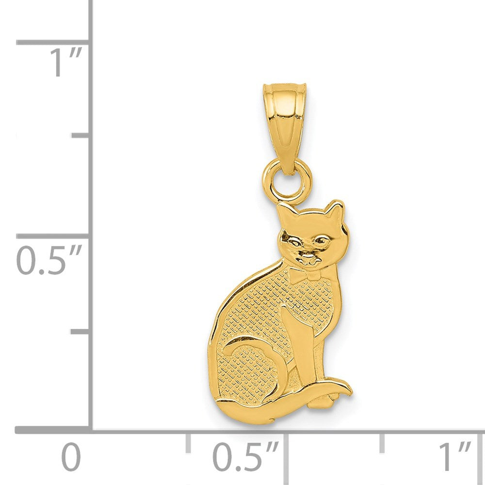 14k Yellow Gold 10 mm I HEART MY CAT on Reverse Cat Pendant (0.8 grams)