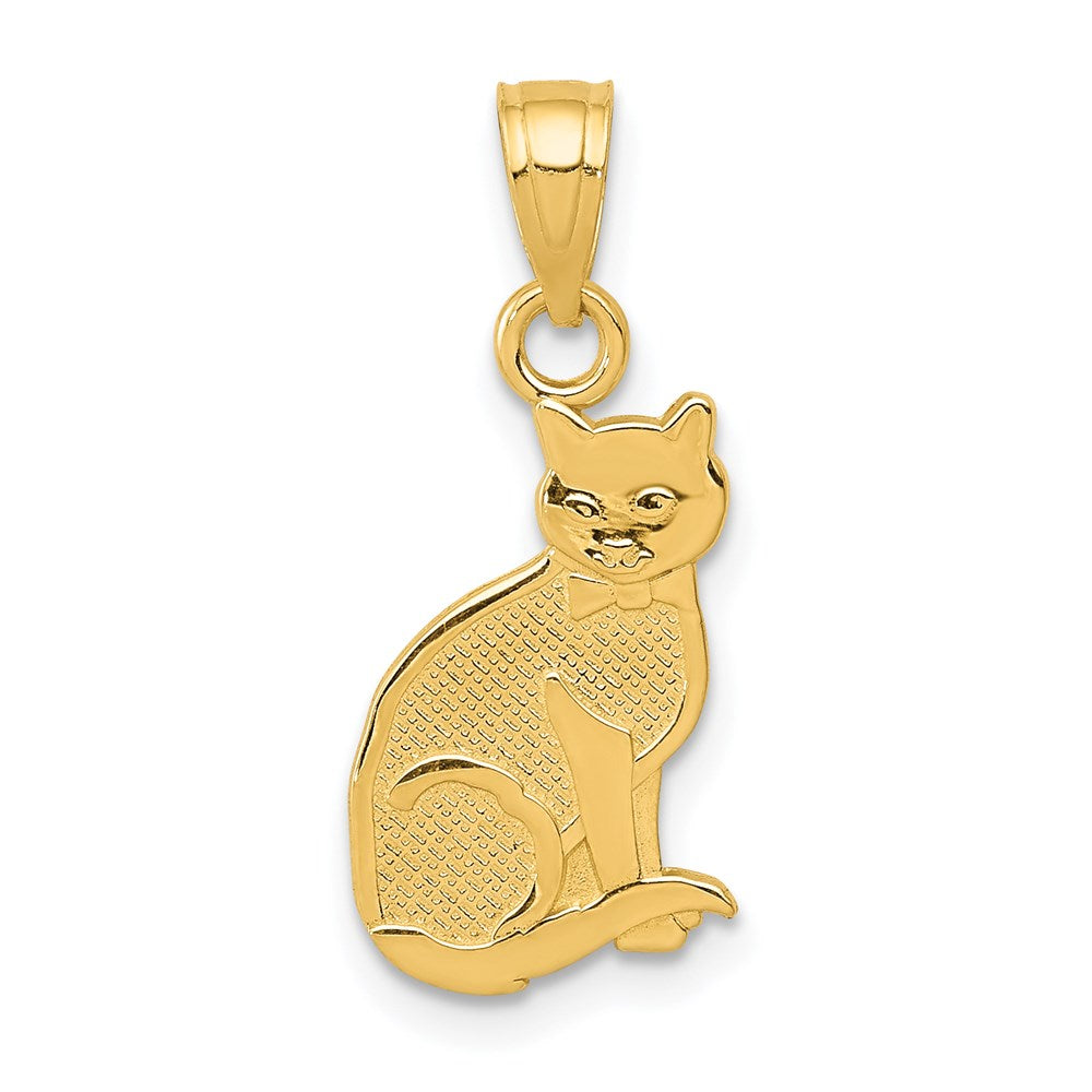 14k Yellow Gold 10 mm I HEART MY CAT on Reverse Cat Pendant (0.8 grams)