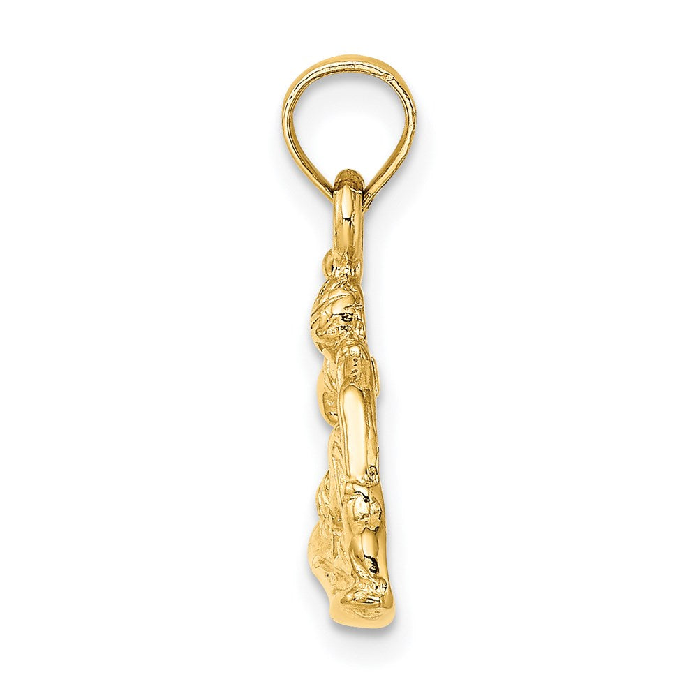 14k Yellow Gold 21.6 mm Snowboarder Charm (1.71 grams)