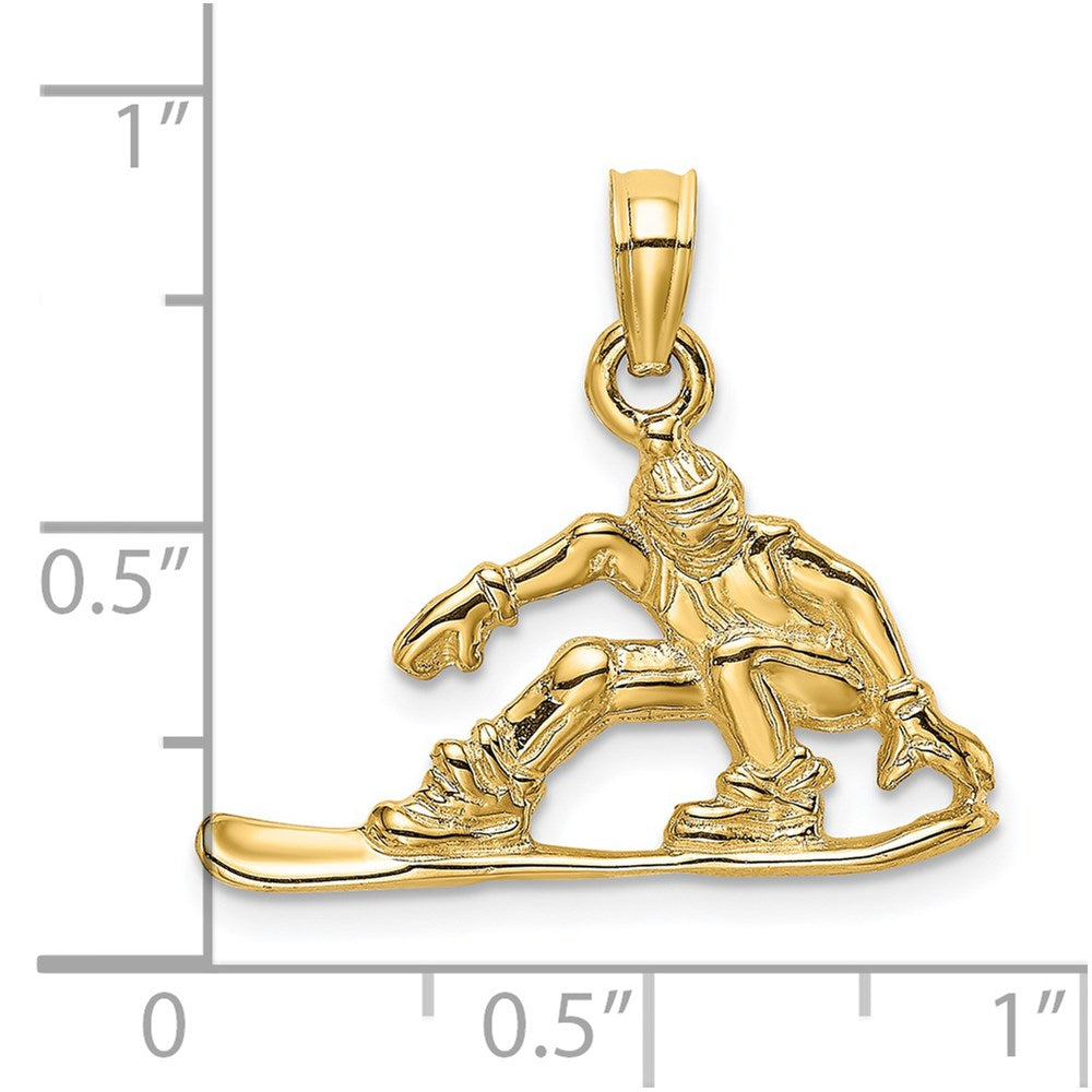 14k Yellow Gold 21.6 mm Snowboarder Charm (1.71 grams)