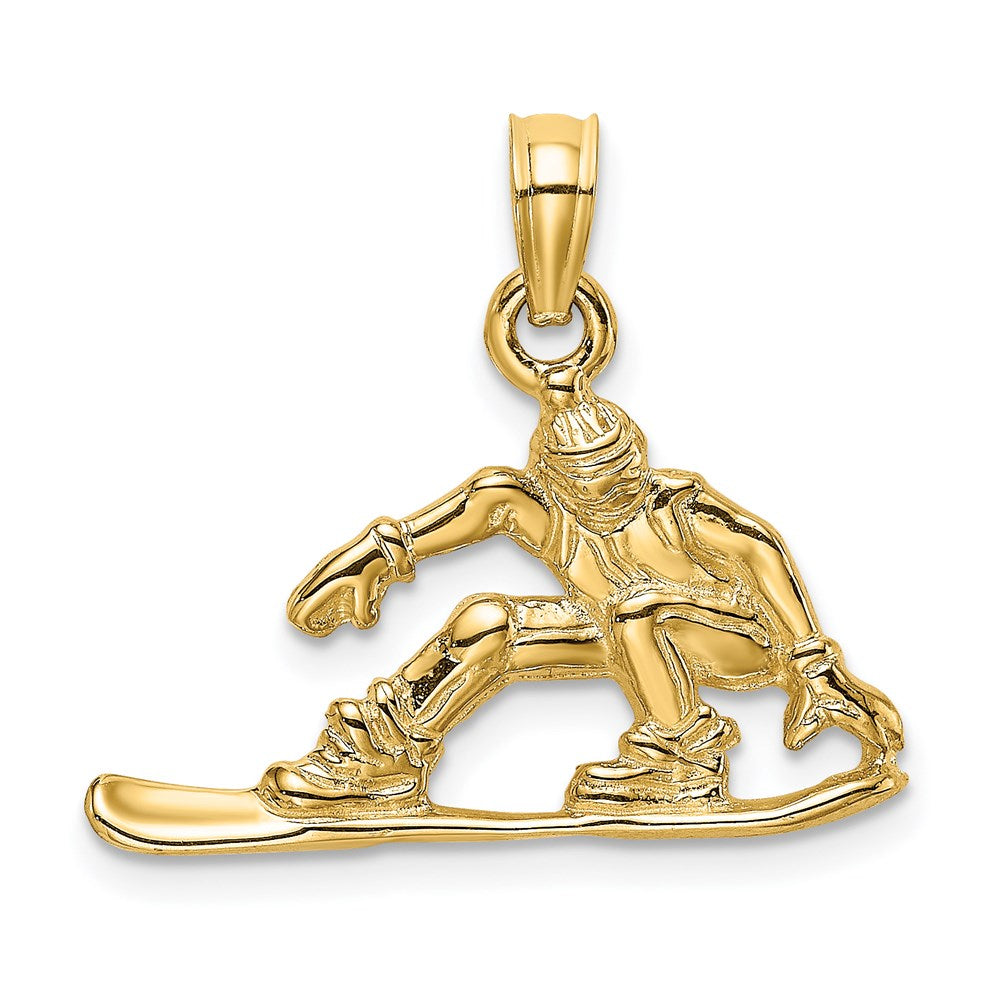14k Yellow Gold 21.6 mm Snowboarder Charm (1.71 grams)