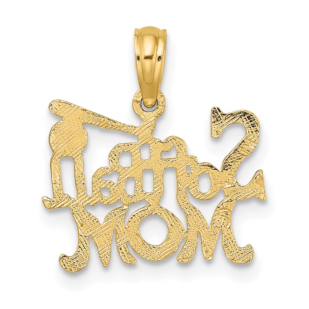 14k Yellow Gold 16.35 mm SOFTBALL MOM w/ Bat And Ball Charm (0.76 grams)