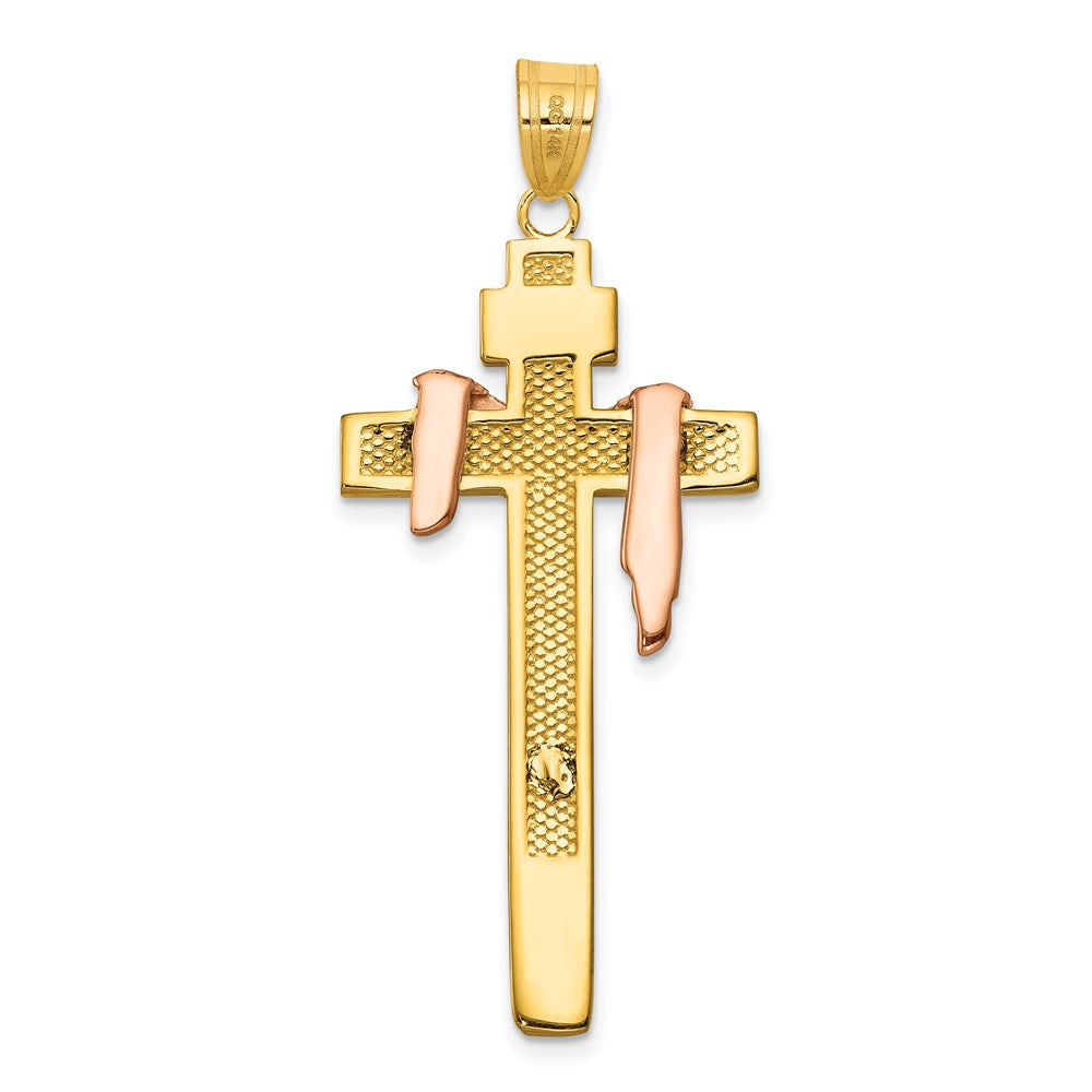 14k Tri-Color 15 mm Tri-color Large Draped INRI Jesus Crucifix Pendant (4.24 grams)