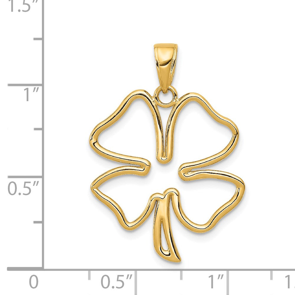 14k Yellow Gold 22 mm Polished Cut Out 4-Leaf Clover Pendant (1.65 grams)