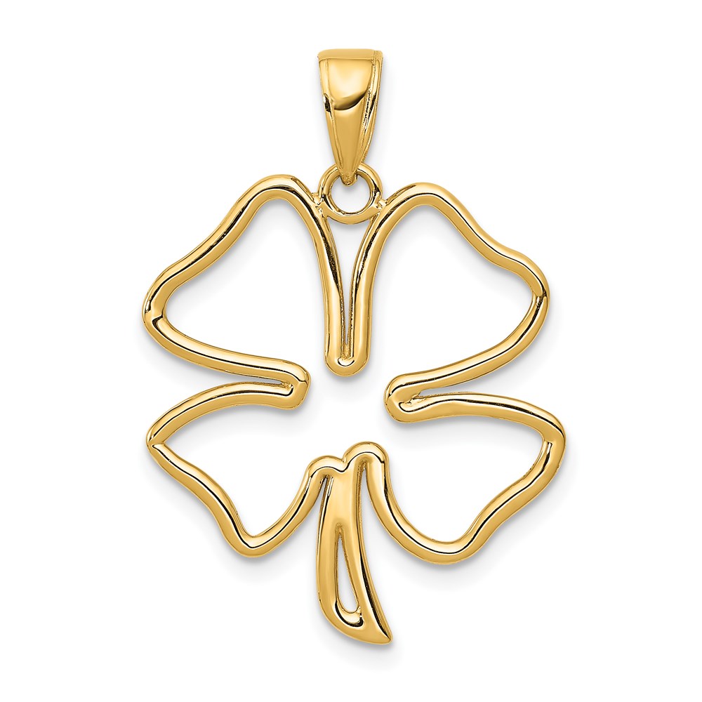 14k Yellow Gold 22 mm Polished Cut Out 4-Leaf Clover Pendant (1.65 grams)