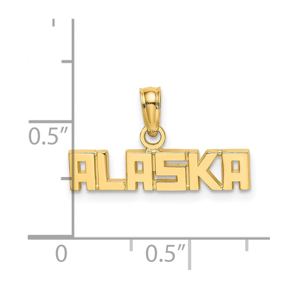 14k Yellow Gold 19.8 mm Polished ALASKA Charm (0.89 grams)
