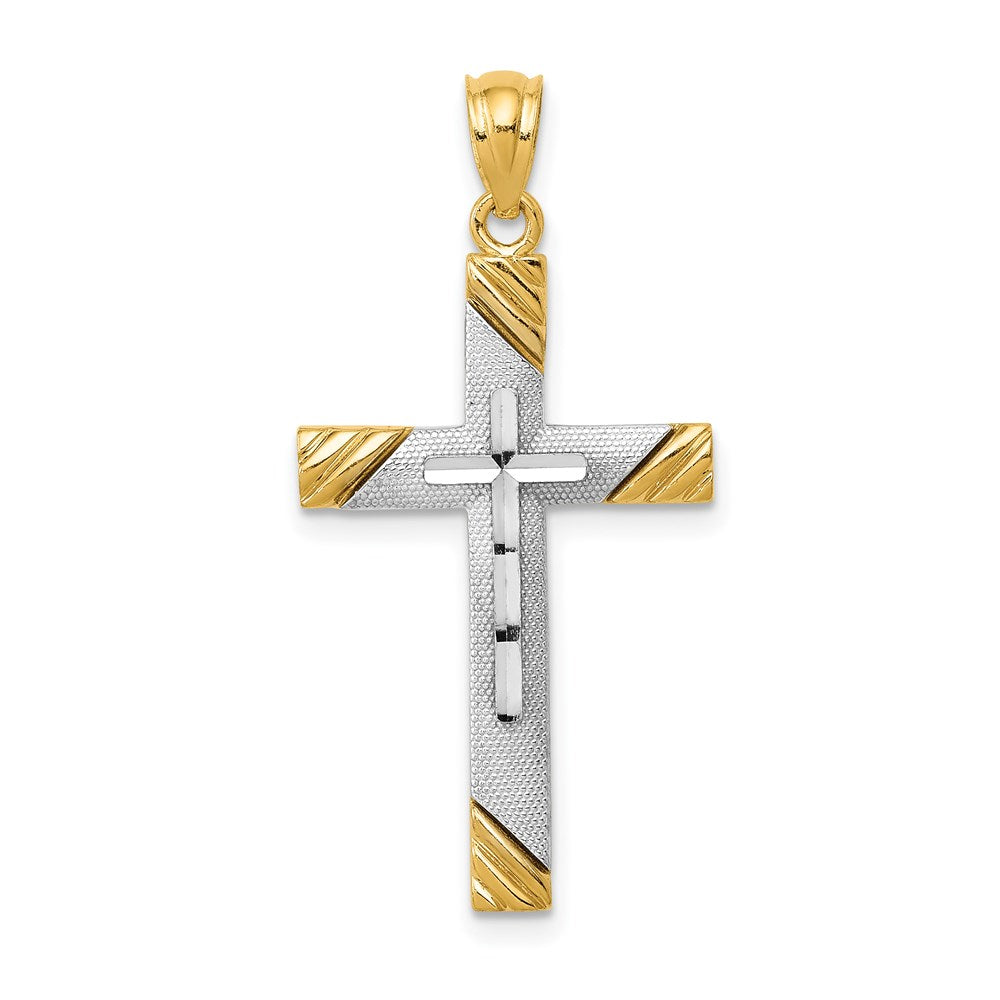 14k Yellow & Rhodium 16.3 mm Cross Pendant (1.32 grams)