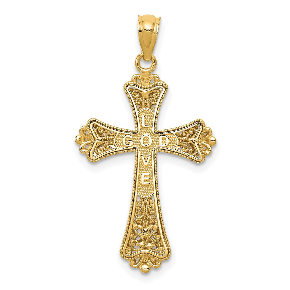 14k Yellow & Rhodium 17 mm Reversible Cross Pendant (1.37 grams)