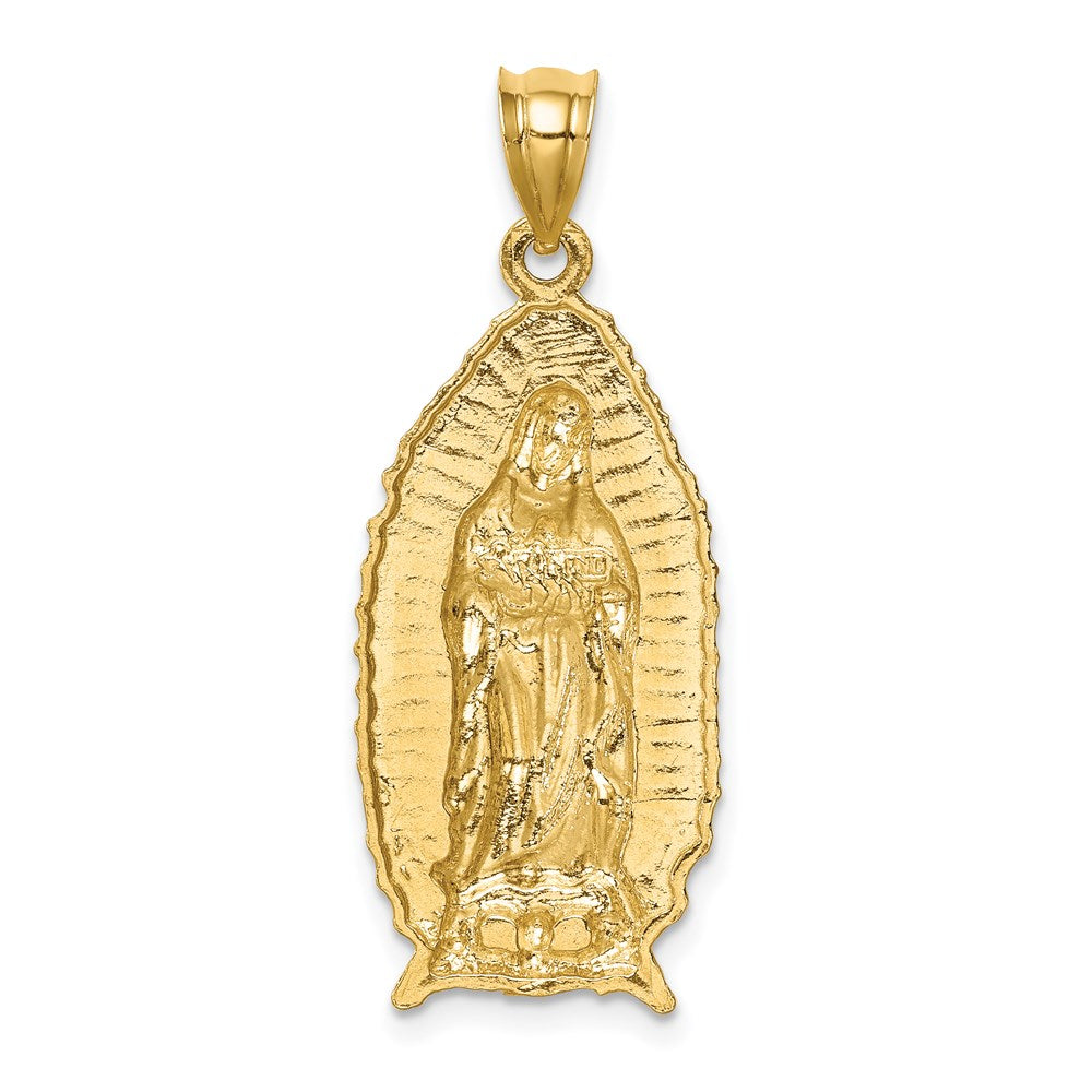 14k Yellow Gold 13 mm Polished & Textured Guadalupe Pendant (2.79 grams)