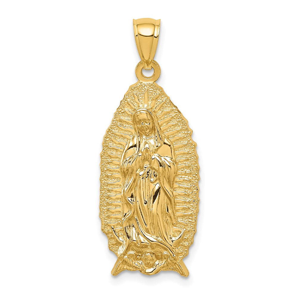 14k Yellow Gold 13 mm Polished & Textured Guadalupe Pendant (2.79 grams)