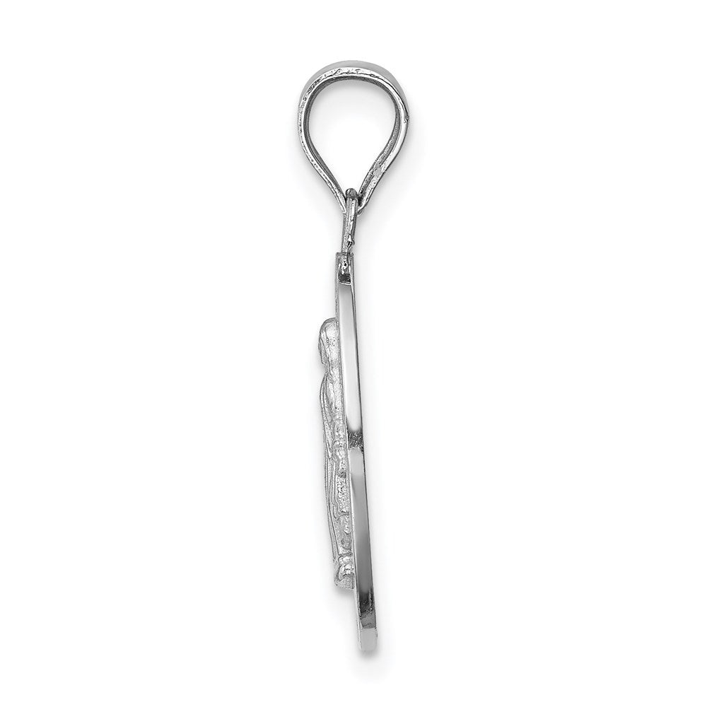 14k White Gold 11.3 mm White Polished Miraculous Medal Pendant (1.3 grams)