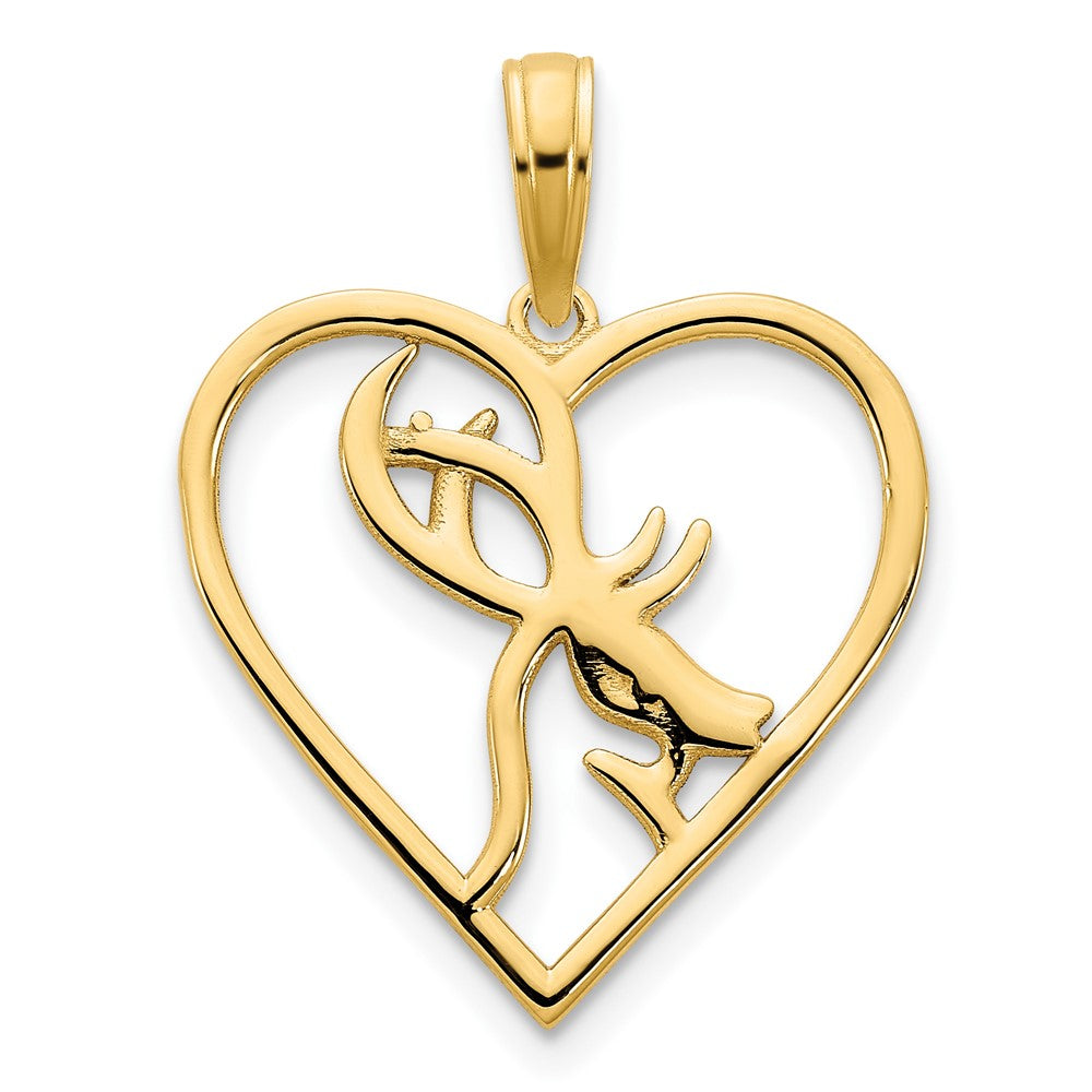 14ky Deer in a Heart Pendant (1.32 grams)