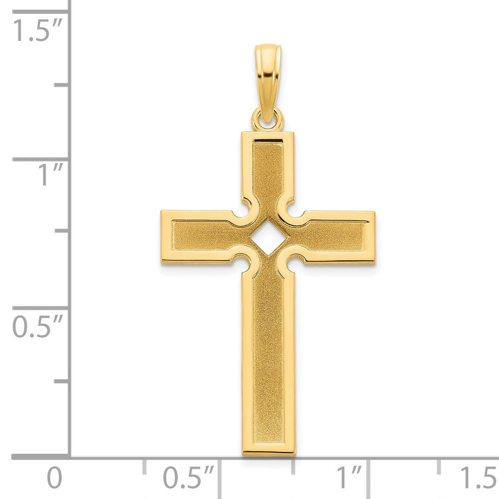14k Yellow Gold 17.83 mm Polished and Satin Cross Pendant (2.37 grams)