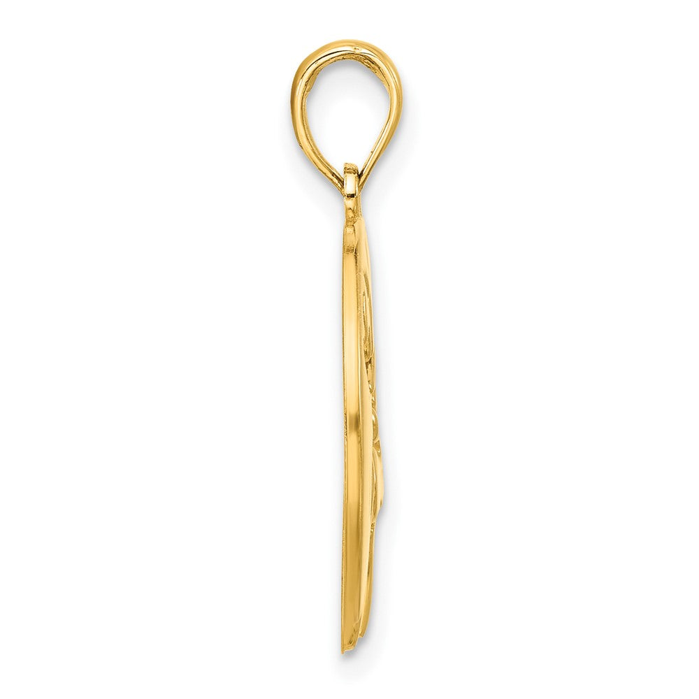 14k Yellow Gold 17.8 mm Polished Cut-out Deer Head Circle Pendant (2.53 grams)