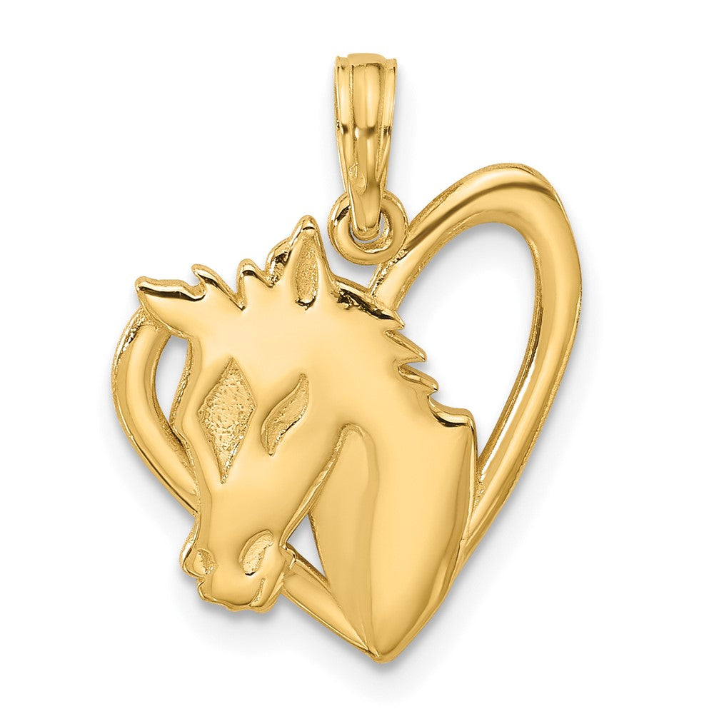 14K Polished Heart with Horse Pendant (1.93 grams)
