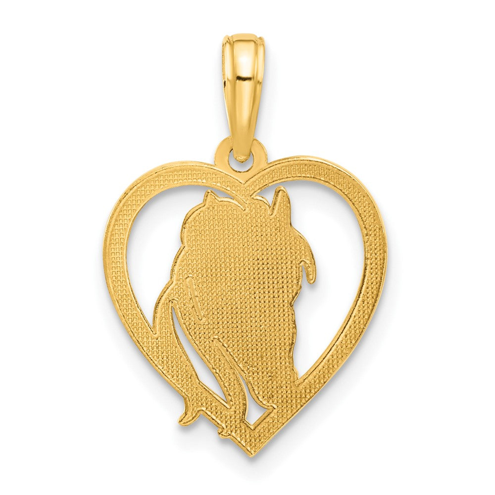 14k Polished Horse Head In Heart Pendant (1.57 grams)