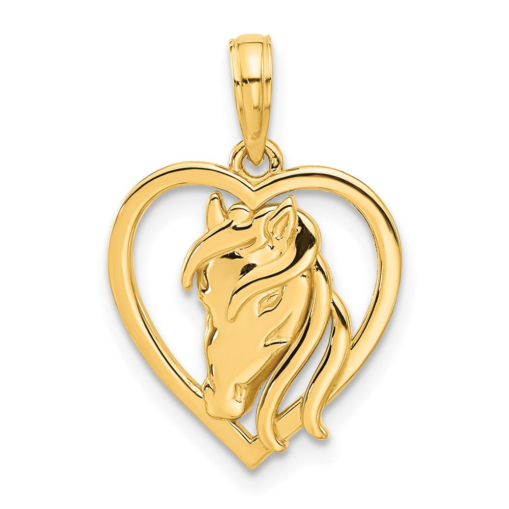 14k Polished Horse Head In Heart Pendant (1.57 grams)