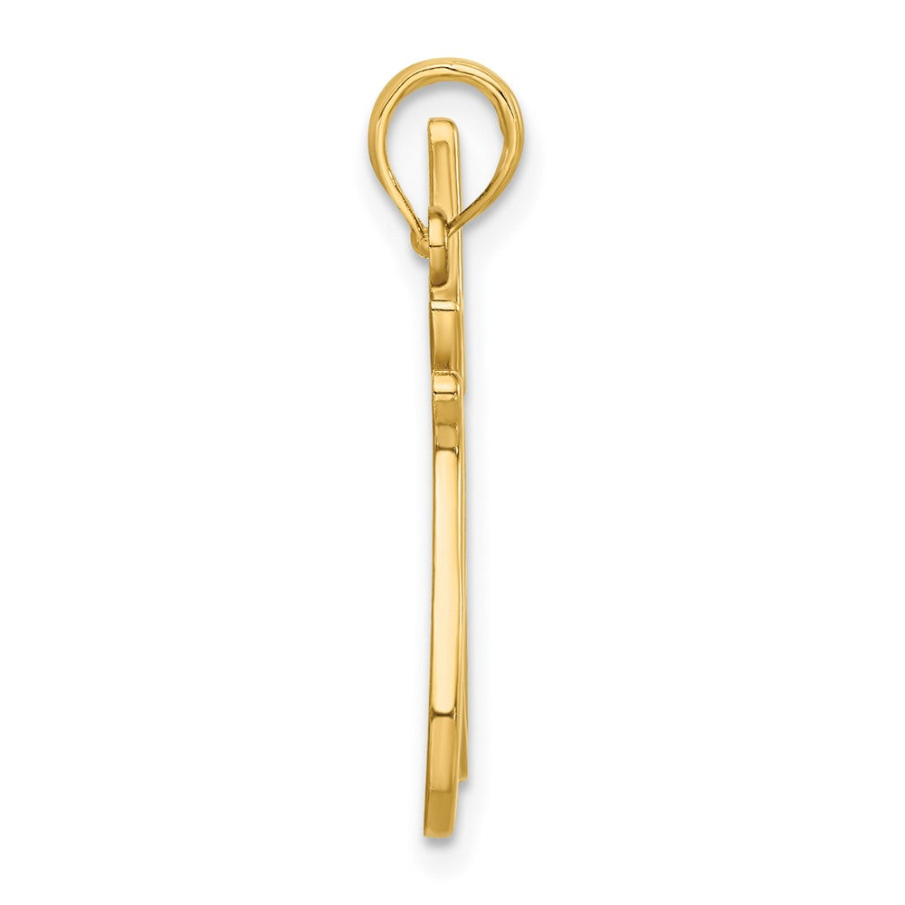 14k Yellow Gold 14 mm Polished Cat Reaching Pendant (1.28 grams)