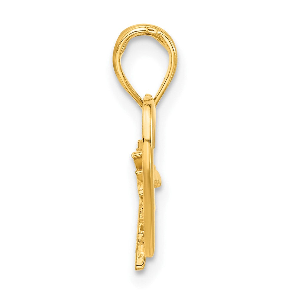 14k Yellow Gold 15 mm Polished Palm Tree In Heart Pendant (1.07 grams)