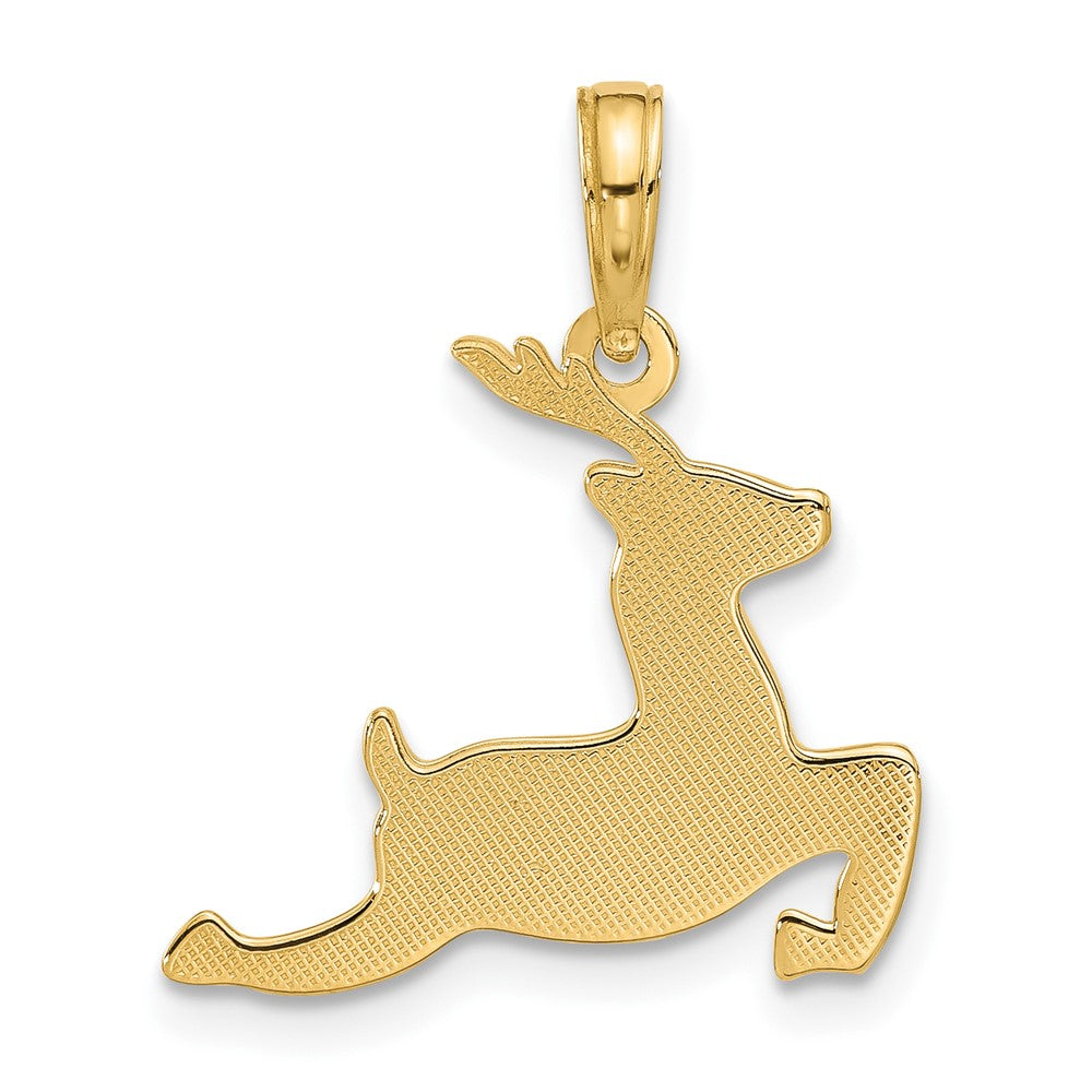 14k Yellow Gold 18.8 mm Polished Prancing Reindeer Charm (1.28 grams)