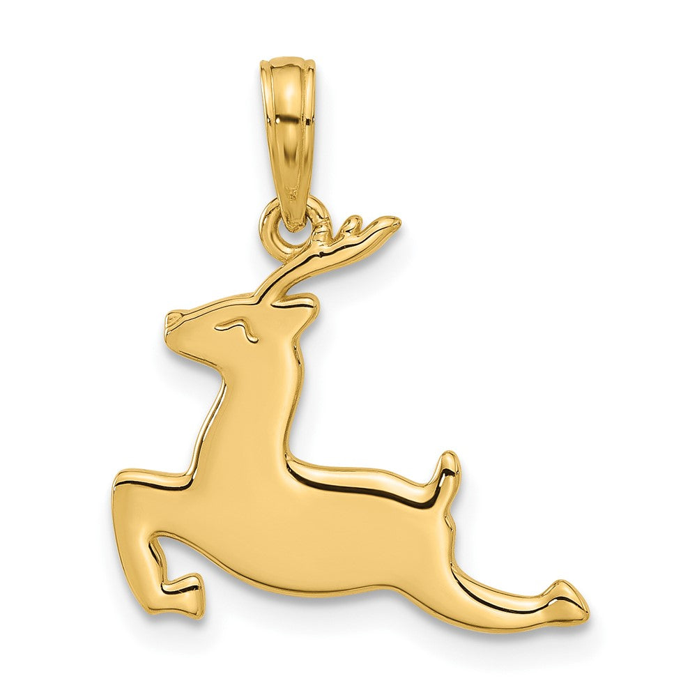 14k Yellow Gold 18.8 mm Polished Prancing Reindeer Charm (1.28 grams)