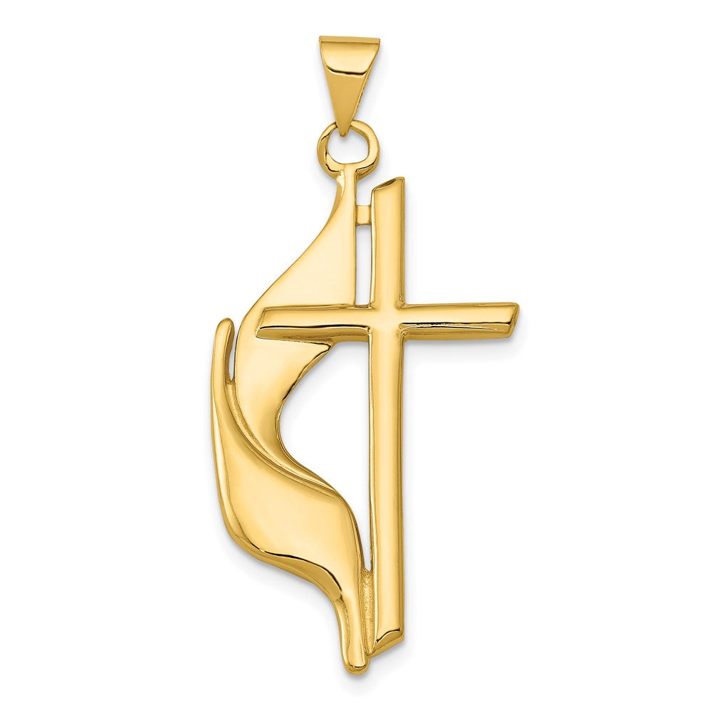 14k Yellow Gold 18 mm Polished Cross w/Drape Pendant (2.61 grams)