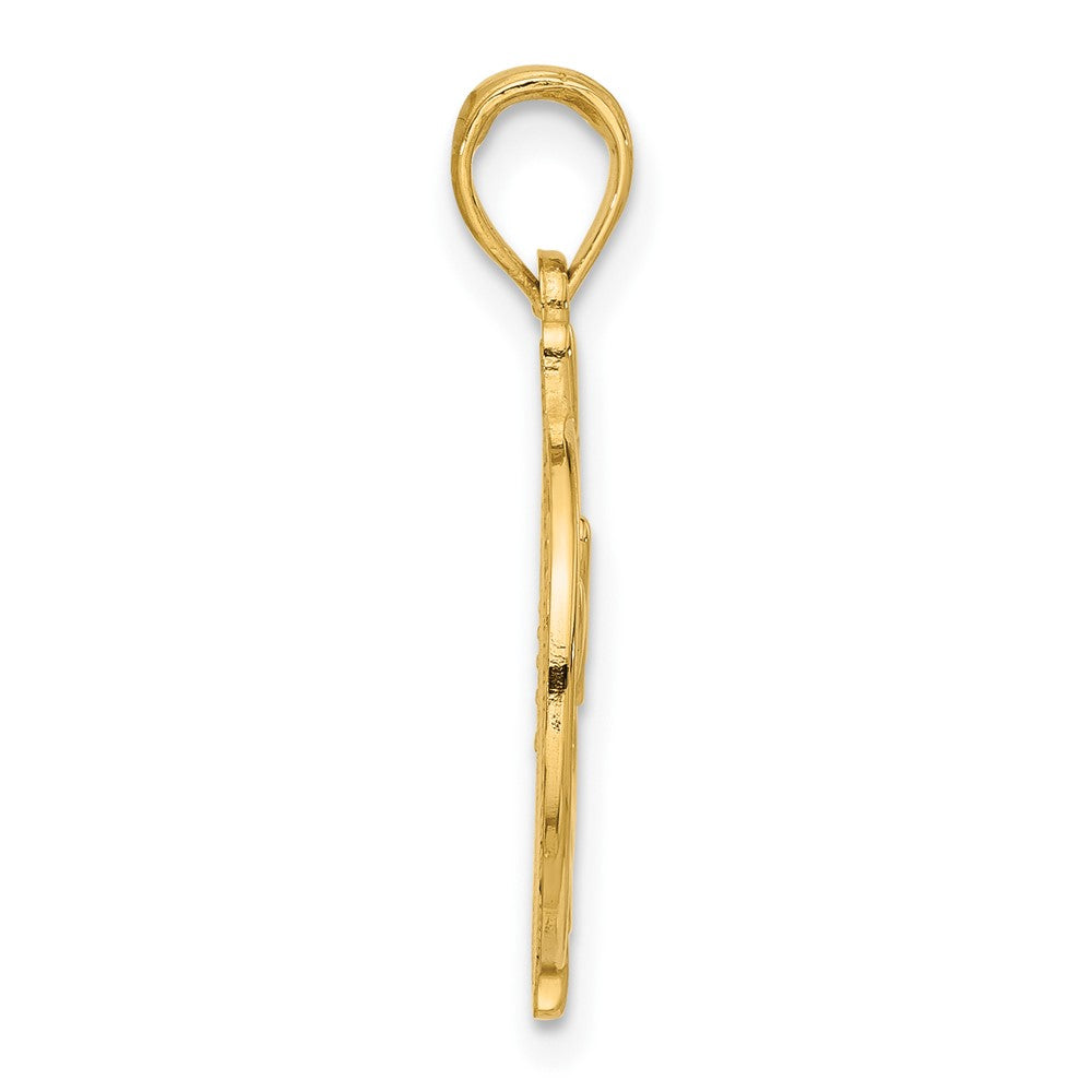 14k Yellow Gold 15 mm Polished Hand Gesture in Circle Charm (1.69 grams)